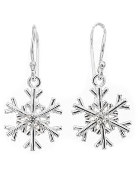 Silver Bar snowflake hanging zirconia earrings 27 mm 7772