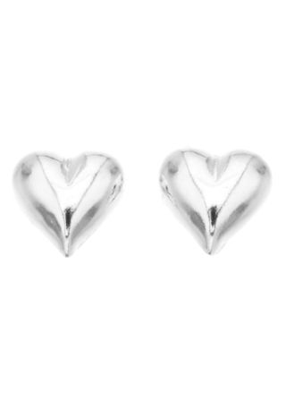 Silver Bar warm heart earrings 6 x 7 mm 7773