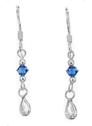 Silver Bar crystal drop blue/clear 30 mm 7859