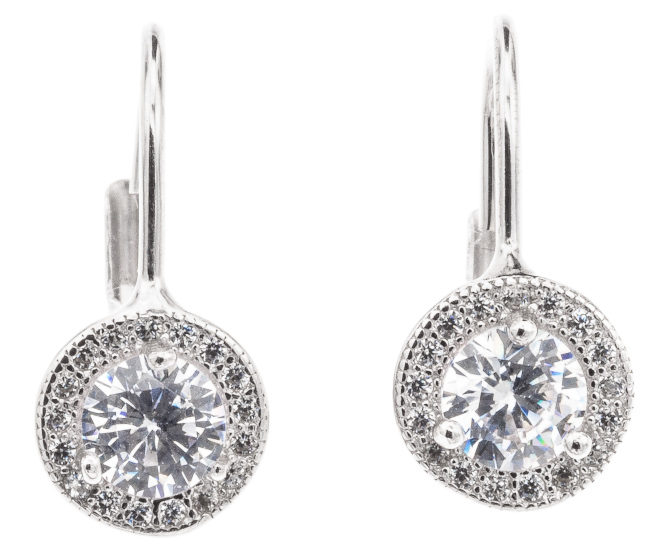 Silver Bar Diana hanging earrings clear halo 20 mm 7874