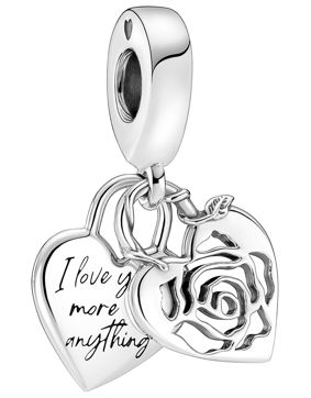 Pandora charm dangle Rose Heart Padlock 790086C00