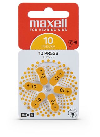 Maxell 10 hearing aid battery 6-pack