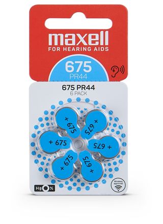 Maxell 675 hearing aid battery 6-pack