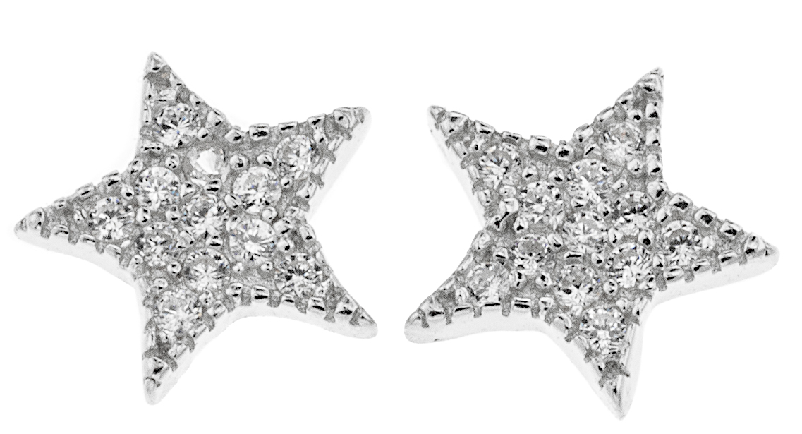 Silver Bar star Earrings 9 mm 7950