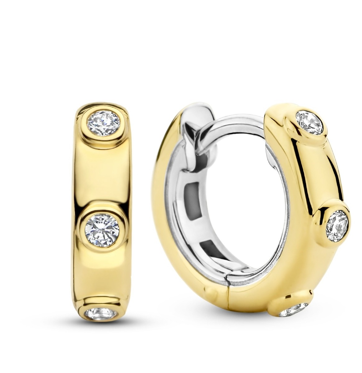 TI SENTO gold plated  silver hoops with cubic zirconia  7953ZY