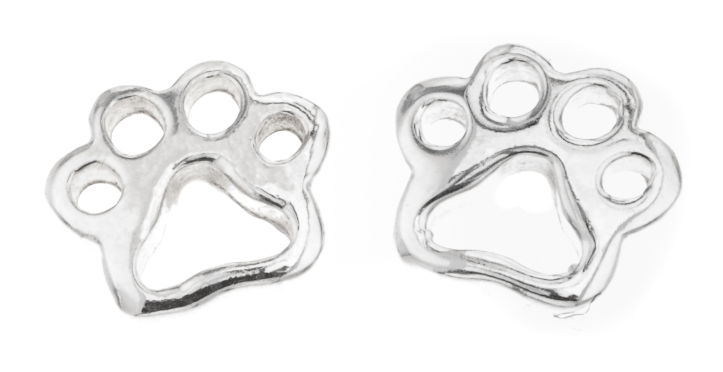 Silver Bar small paw earrings 7 mm 7959