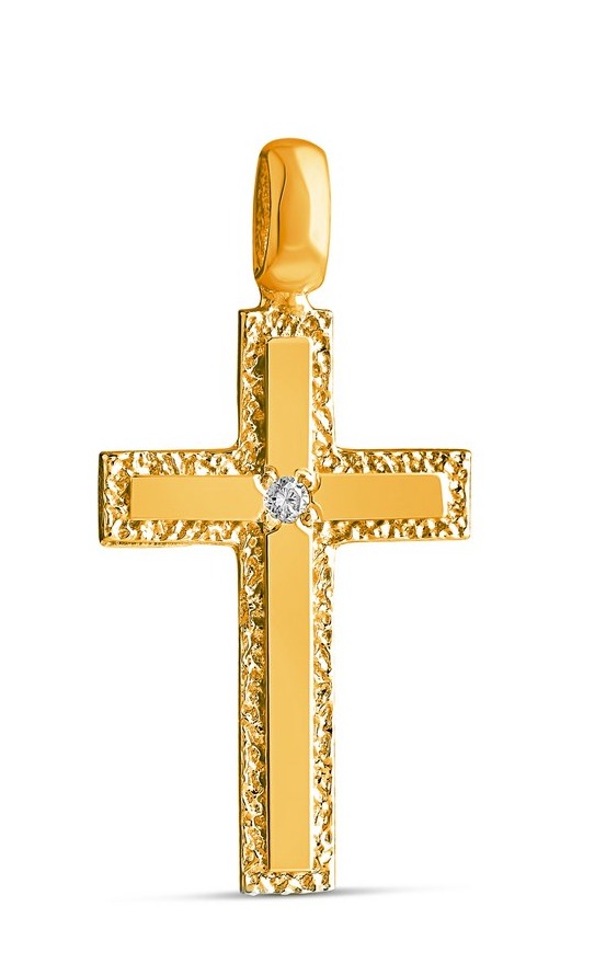 Lempikoru Light gold cross pendant with diamond 79 130 40 000