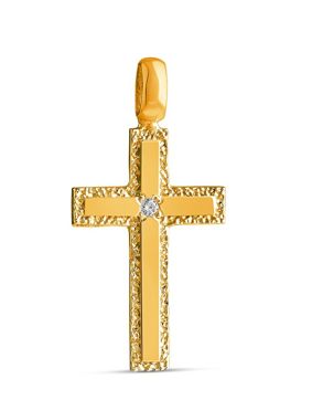 Lempikoru Light gold cross pendant with diamond 79 130 40 000