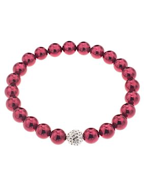 Silver Bar pearlybracelet streching one size red 8008