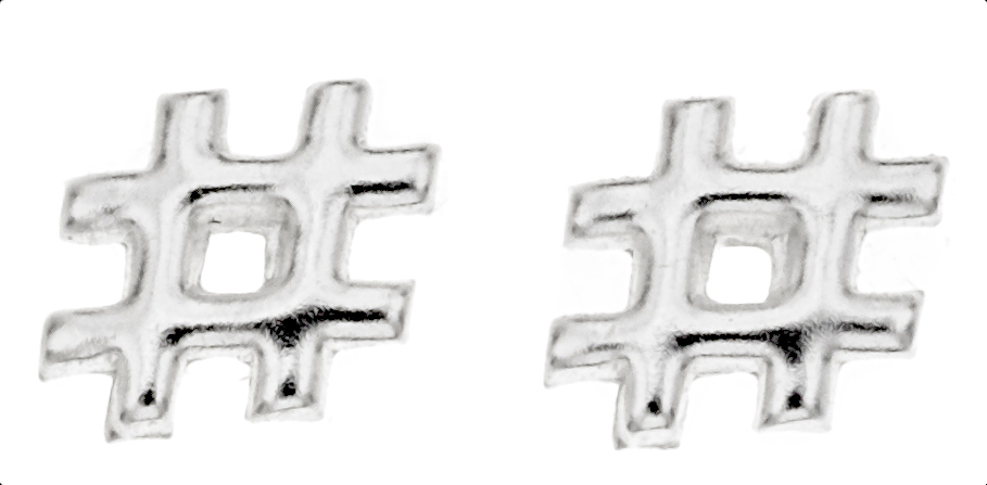 Silver Bar hashtag earrings 7 mm 8070