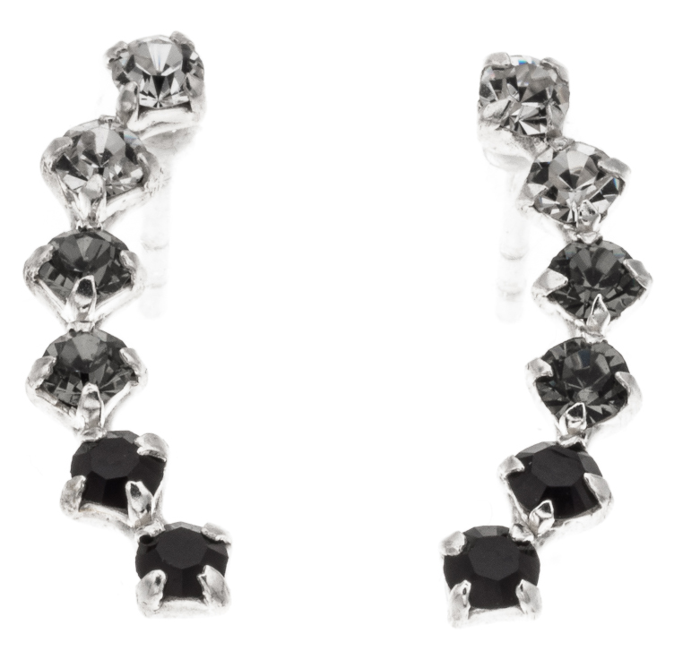 Silver Bar helix earrings 3-coloured black 18 mm 8075