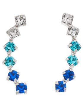 Silver Bar helix earrings 3-coloured blue 18 mm 8076