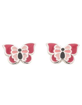 Silver Bar butterfly earrings pink 7 mm 8084
