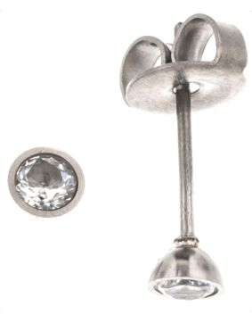 Silver Bar titan synthetic zirconia 3mm earrings 8164