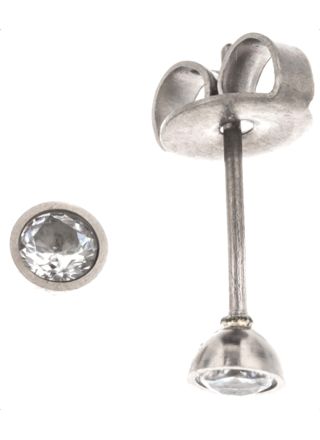Silver Bar titan synthetic zirconia 3mm earrings 8164