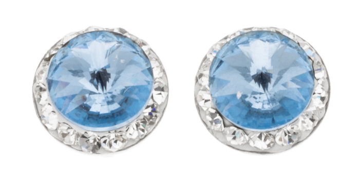 Silver Bar Spectrum studearrings aqua 8 mm 8189