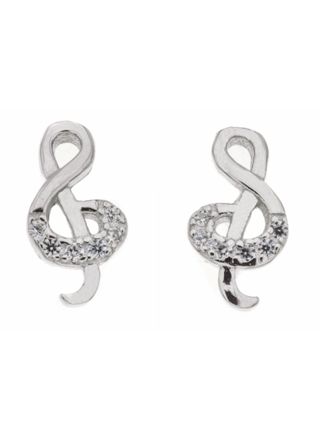 Silver Bar clef earrings 10 mm 8210