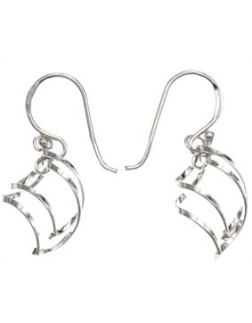 Silver Bar double frill hanging earrings 35 mm 823