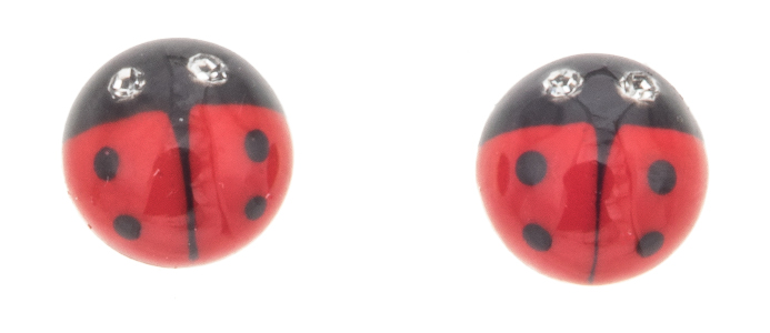 Silver Bar round lady bug 6 mm 8259