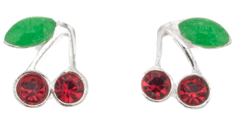 Silver Bar small cherry zirconia earrings 7 mm 8276