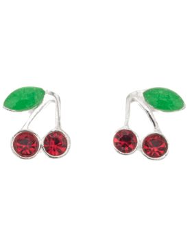 Silver Bar small cherry zirconia earrings 7 mm 8276