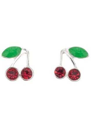 Silver Bar small cherry zirconia earrings 7 mm 8276