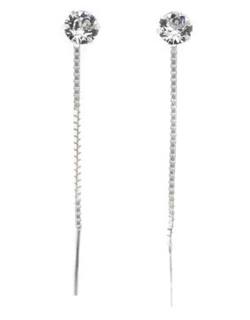 Silver Bar zirconia chainearrings clear 4 mm 8291