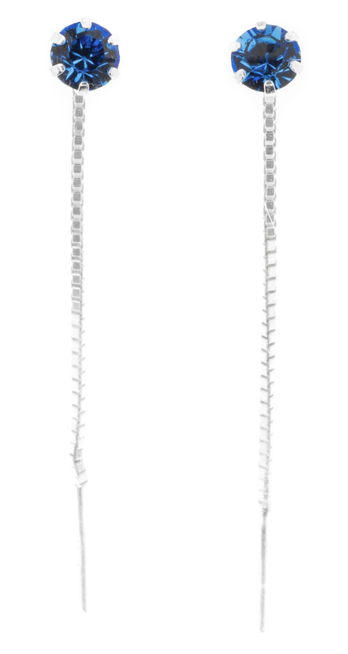 Silver Bar zirconia chainearrings blue 4 mm 8294