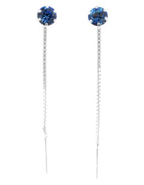 Silver Bar zirconia chainearrings blue 4 mm 8294