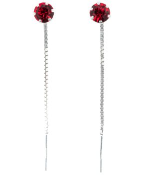 Silver Bar zirconia chainearrings red 4 mm 8295