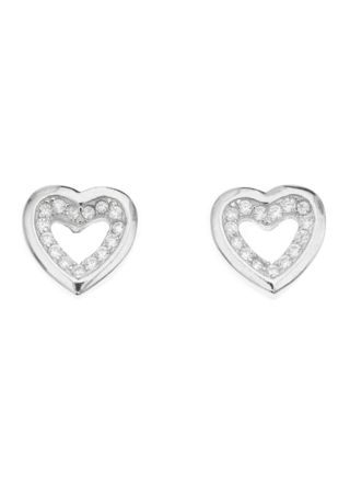 Silver Bar zirconia heart earrings 9 mm 8323
