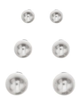 Silver Bar pearl earrings three pair gift-set 3+4+5 mm 8325