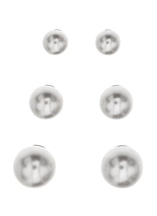 Silver Bar pearl earrings three pair gift-set 3+4+5 mm 8325