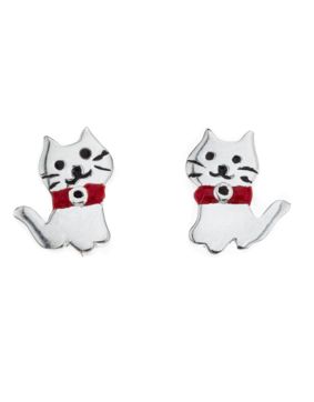 Silver Bar Bob the cat earrings 5 x 8 mm 8369