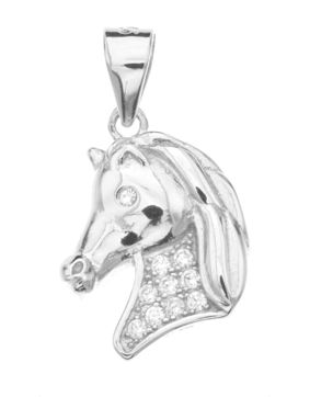Silver Bar horse cz pendant 8389