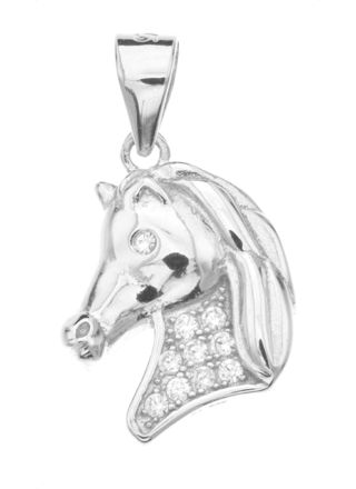 Silver Bar horse cz pendant 8389