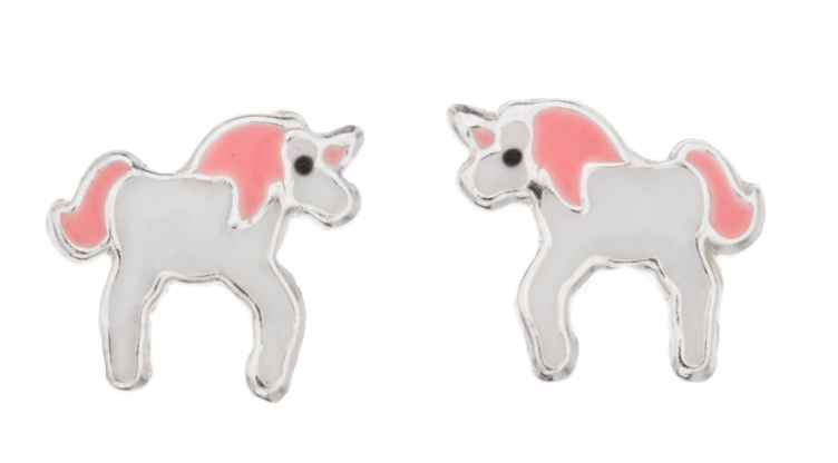 Silver Bar unicorn studearrings 9 mm 8451