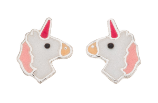 Silver Bar unicorn studearrings 8 mm 8452