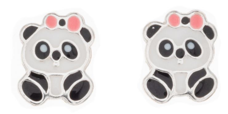 Silver Bar Baby panda earrings 10 mm 8456