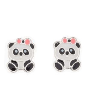 Silver Bar Baby panda earrings 10 mm 8456