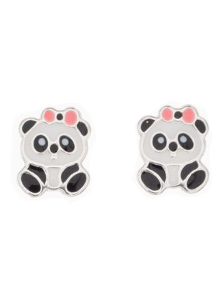 Silver Bar Baby panda earrings 10 mm 8456