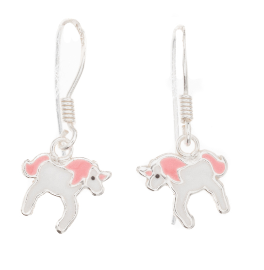 Silver Bar unicorn hanging earrings 22 mm 8462