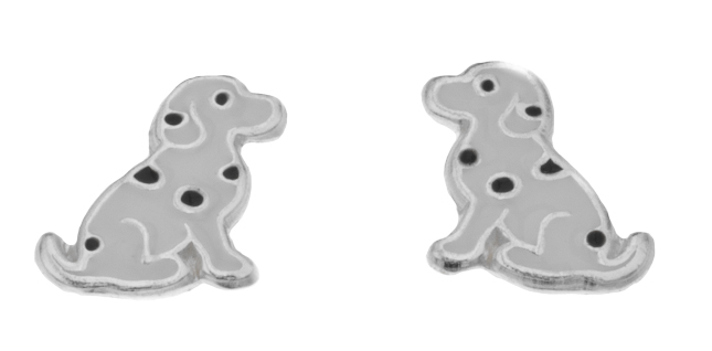 Silver Bar dalmatian earrings 9 mm 8502