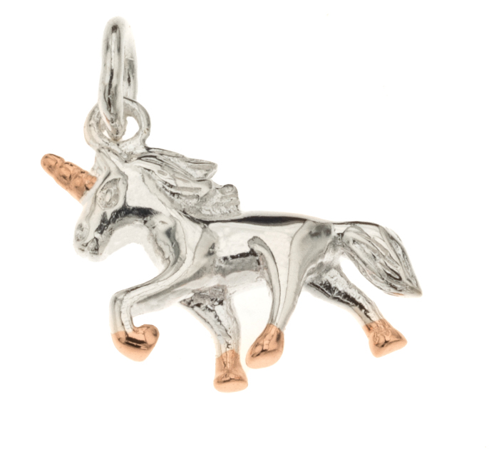 Silver Bar Unicorn 2-coloured pendant 18 mm 8566