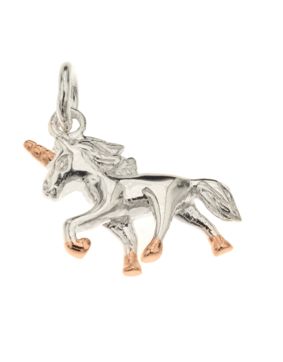 Silver Bar Unicorn 2-coloured pendant 18 mm 8566