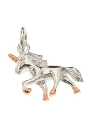Silver Bar Unicorn 2-coloured pendant 18 mm 8566