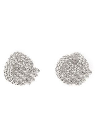 Silver Bar knot 3D earrings 6 mm 8576