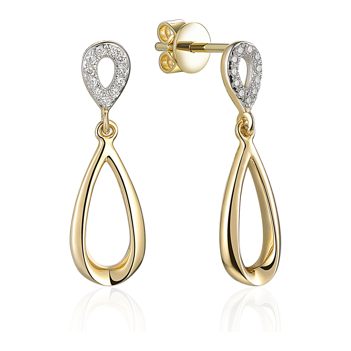 lykka elegance yellow gold hanging diamond earrings x 0.070 ct