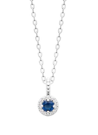 Lykka Casuals halo blue cubic zirconia silver necklace