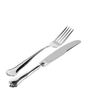 Chippendale silver cutlery set, 6 pcs fork and knife